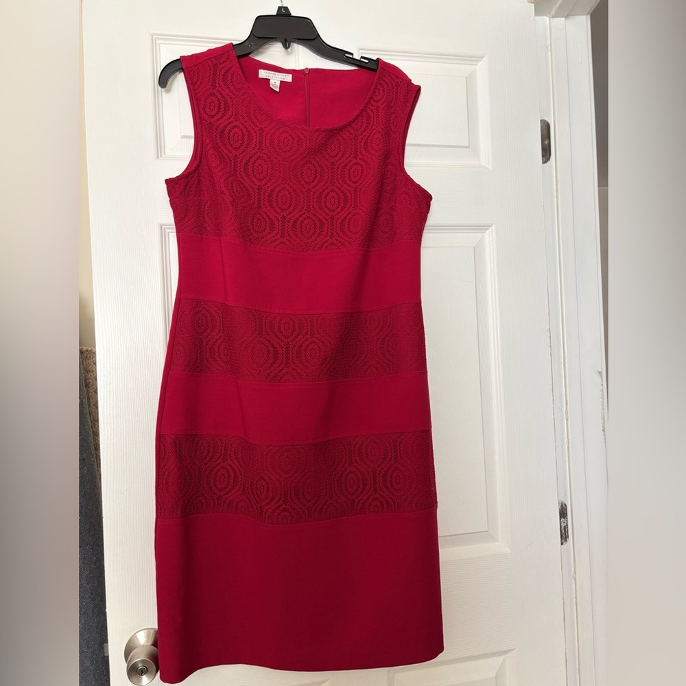 London Style Collection Red Lace Panel Sheath Dress